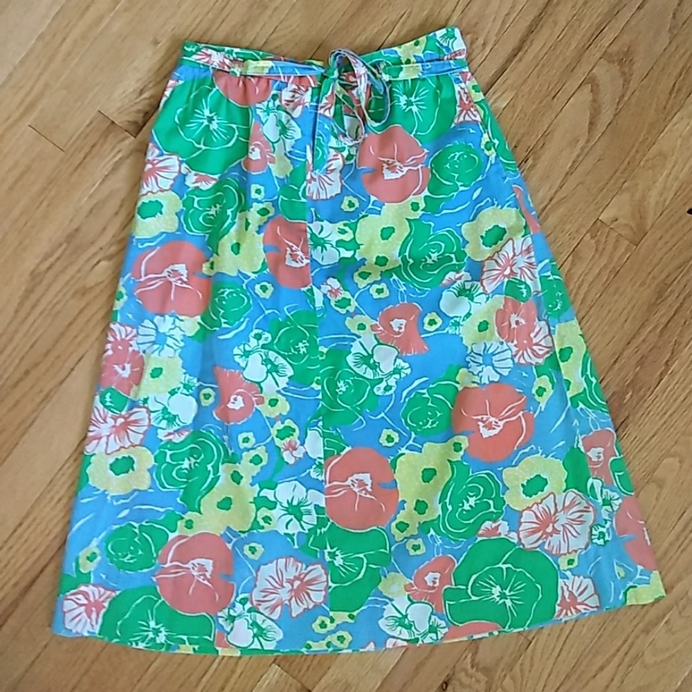 A-line Floral Midi Skirt with Pockets